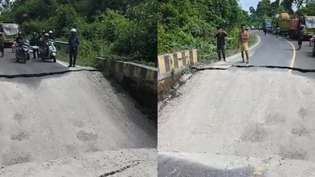 Akses jalan penghubung Trans Kalimantan Kasongan menuju Sampit putus total setelah sebuah jembatan box culvert ambruk di Kilometer 10 ruas Kasongan–Kereng Pangi, Minggu (5/7/2026).
