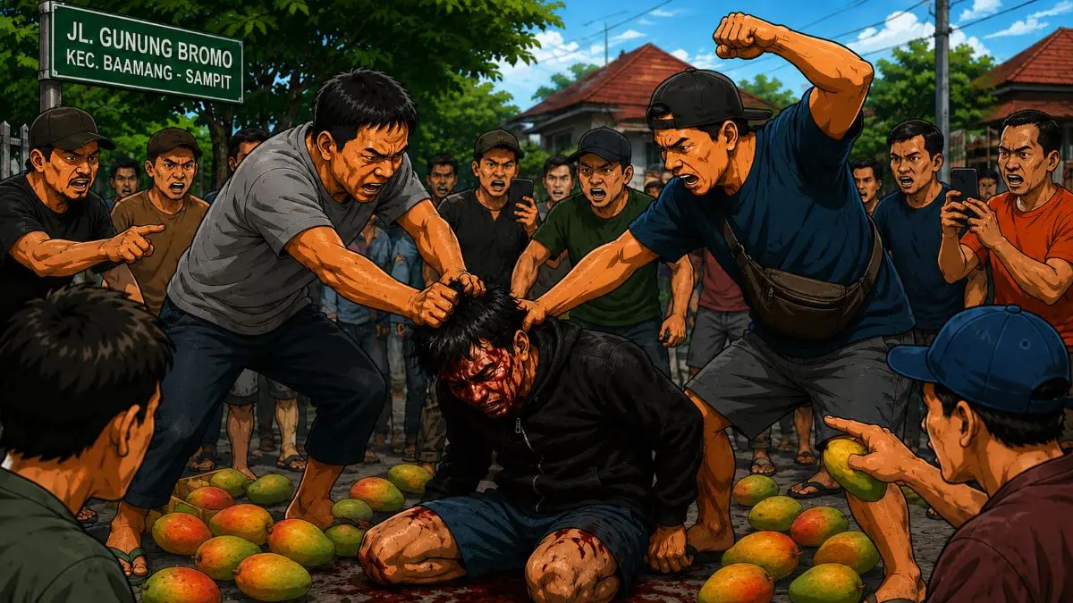 ilustrasi terduga maling mangga dihajar massa