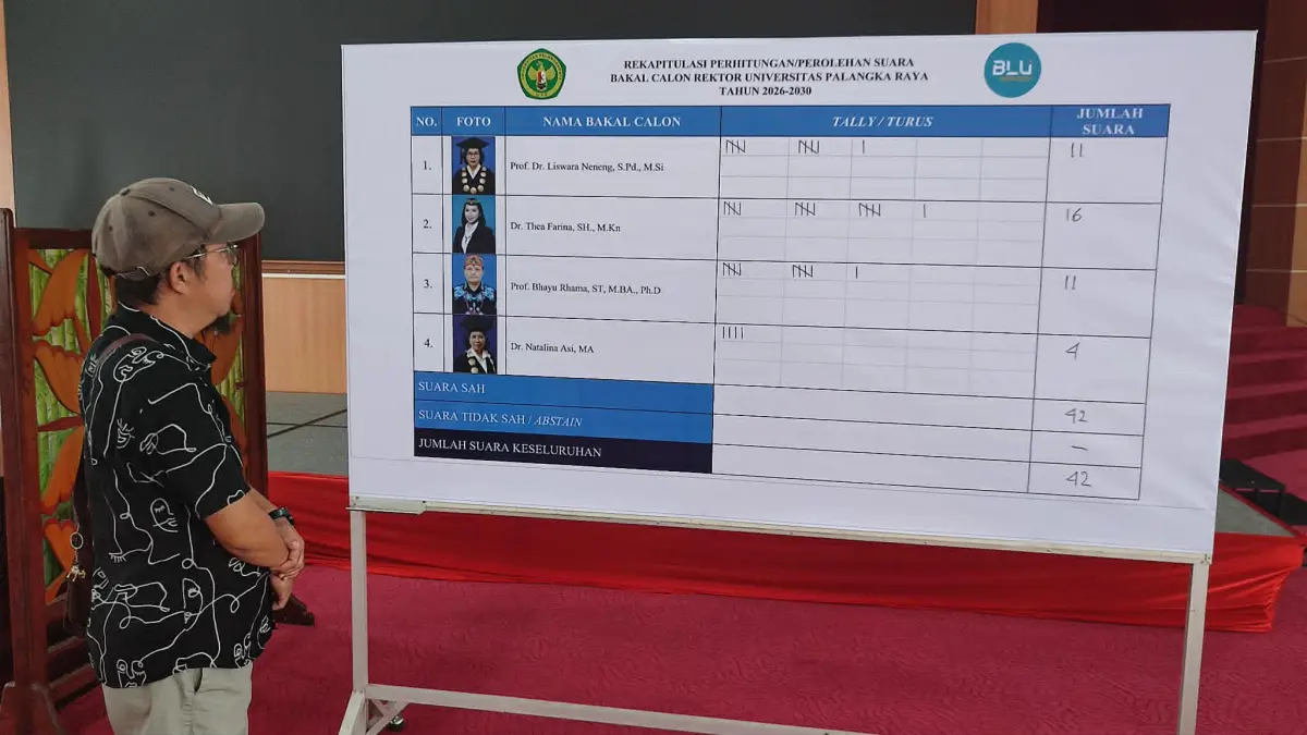 Pemungutan suara calon kandidat rektor UPR di Aula Rahan, Gedung Rektorat UPR. Pemilihan berjalan lancar tanpa adanya perdebatan di antara anggota senat. (istimewa)