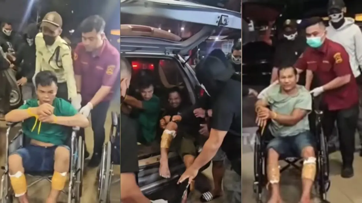 DITEMBAK: Tiga pelaku pembunuh Polisi di Katingan ditangkap Bareskrim Polri di Samarinda dan dibawa ke RS Polri. (yt kompas.com)