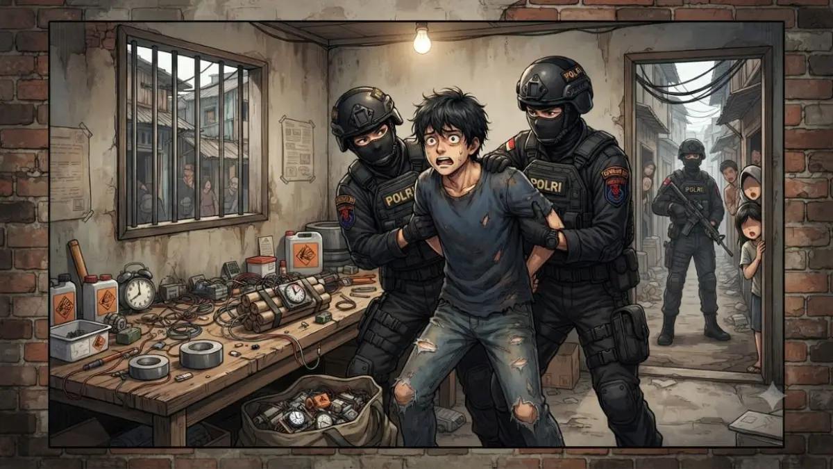 Ilustrasi penangkapan diduga terorisme oleh Densos 88 Anti Teror