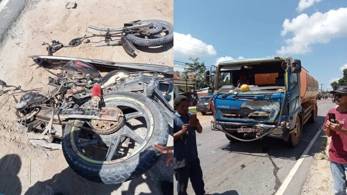 

Kecelakaan lalulintas terjadi di kilometer 72, Desa Aminjaya, Kecamatan Pangkalan Banteng, Kabupaten Kotawaringin Barat, Kamis 9 Juli 2026. (Warga/Radar Sampit)