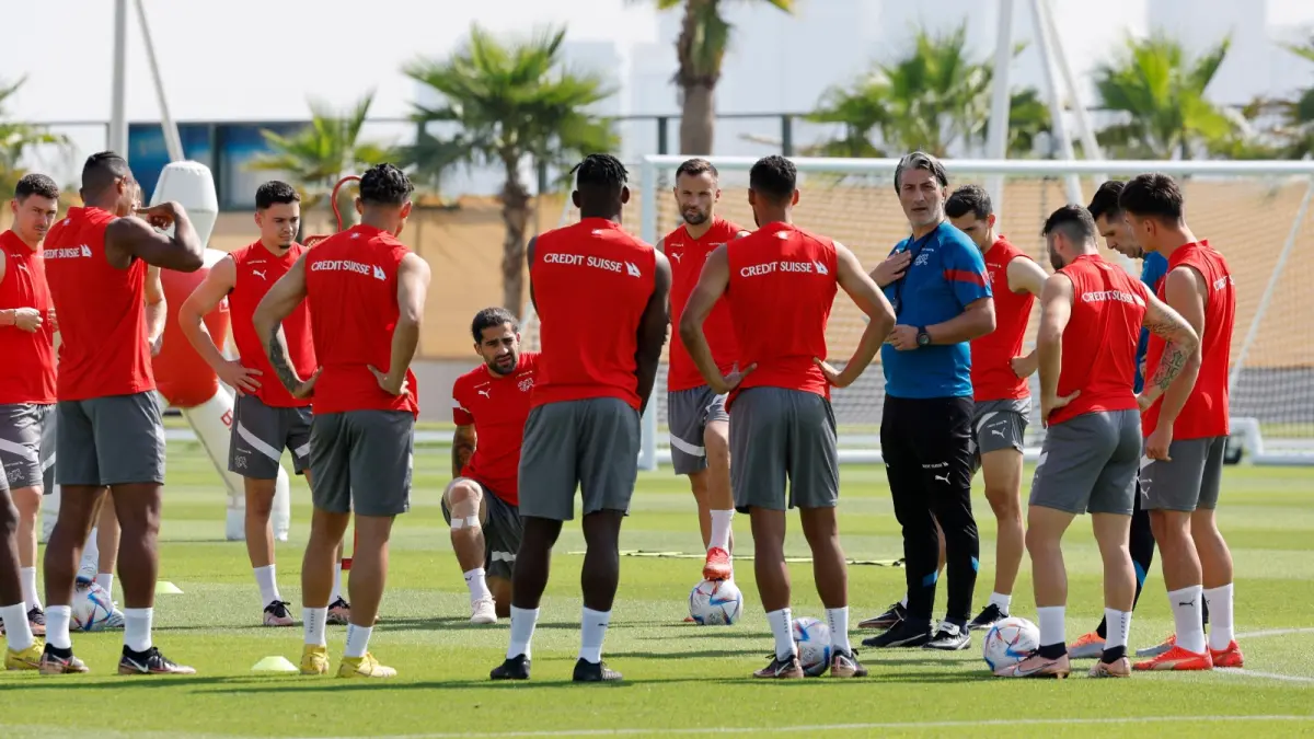 Skuad timnas Swiss saat berlatih di sela laga Piala Dunia 2026 (net)