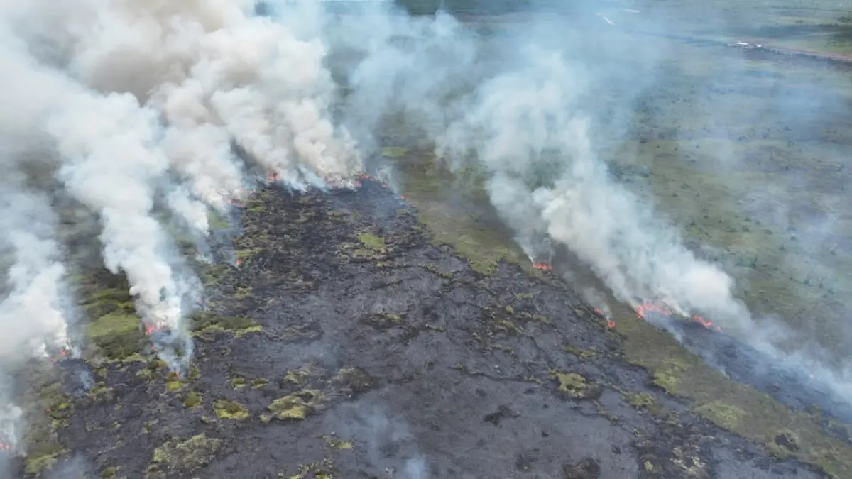 Kebakaran lahan  di wilayah Kotawaringin Timur dipantau dari kamera nirawak, belum lama ini. (BPBD Kotim)
