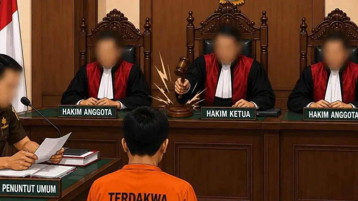 Ilustrasi seorang terdakwa kasus narkotika di persidangan. (dok/ilustrasi/radarsampit)