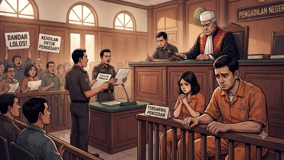 ilustrasi persidangan terdakwa narkoba
