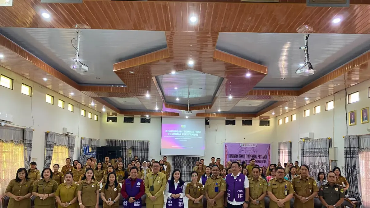 Peserta bimtek pengelolaan posyandu tingkat kabupaten tahun 2026 di aula Bapperida Gunung Mas, Senin (20/7). (DINKES GUNUNG MAS)