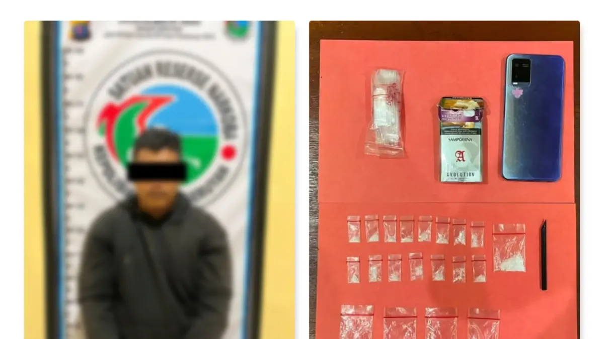 Seorang pria yang diduga terlibat dalam peredaran narkotika diringkus di Kuala Pembuang, Senin (20/7). (RIFANI/RADAR SAMPIT)&nbsp;