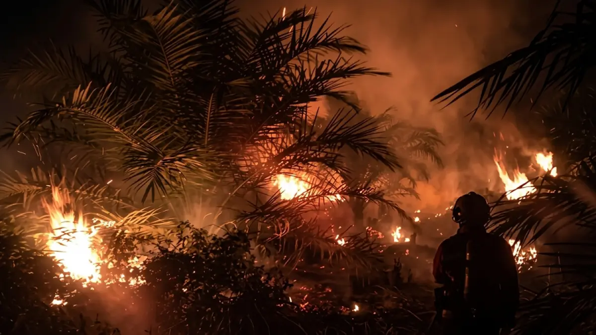 Kebakaran Lahan di wilayah Desa Purbasari, Kecamatan Pangkalan Lada, Kabupaten Kotawaringin Barat, belum lama ini.(istimewa/BPBD Kobar)