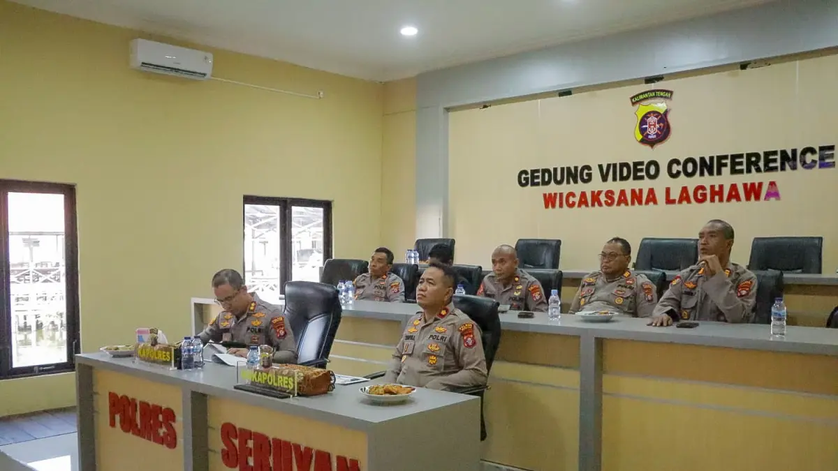 Rapat Kesiapan Kontinjensi Aman Nusa II 2026 Polres Seruyan secara virtual, bersama jajaran Polda Kalimantan Tengah, (24/7). (istimewa)