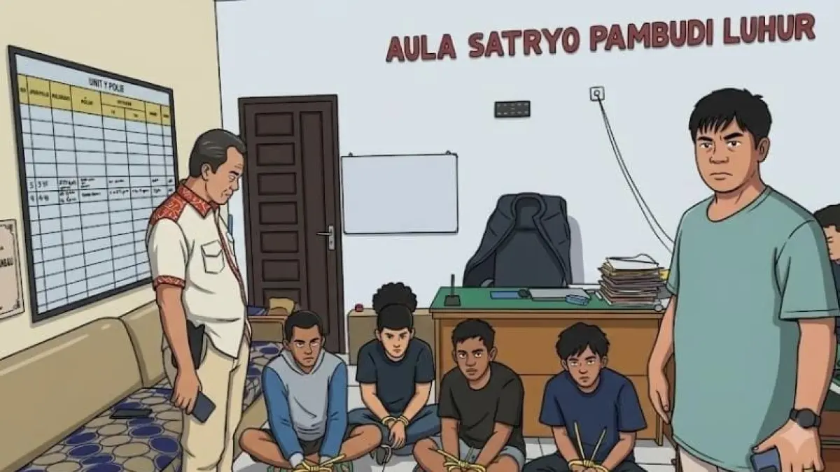 Ilustrasi Kasat Reskrim Polres Lamandau AKP Waryoto mengamankan empat pelaku penyekapan di ruangan Satryo Pambudi Luhur, Mapolres Lamandau.&nbsp;&nbsp;