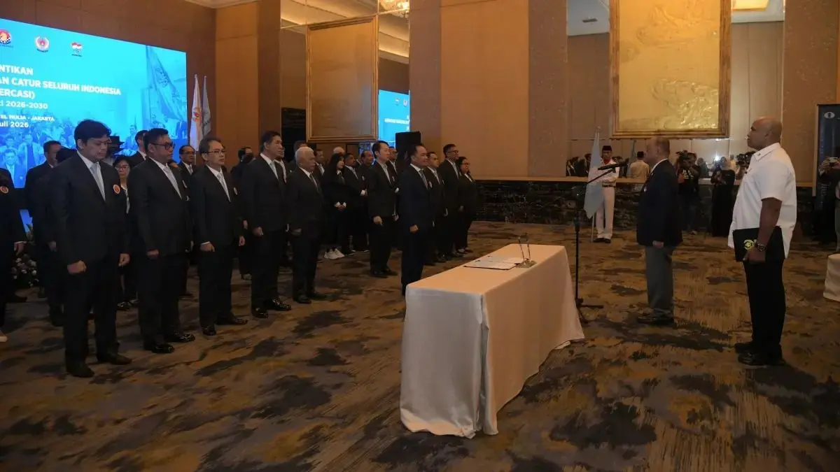 Suasana pelantikan Agustiar Sabran, sebagai Ketua Umum PB Percasi 2026-2030, Senin (27/7). (istimewa)