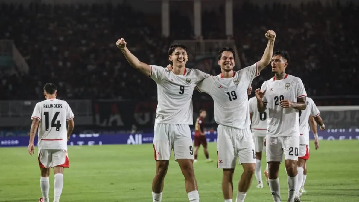 Selebrasi pemain timnas Indonesia, usai mencetak salah satu gol ke gawang Kamboja dalam laga pertama fase grup di Piala AFF 2026, Senin (27/7).(net)