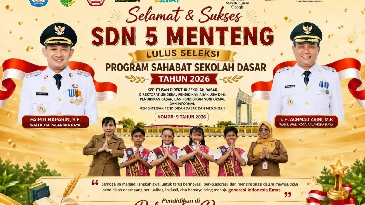 SDN 5 Menteng Harumkan Palangka Raya di Tingkat Nasional. Lolos Seleksi Program Sahabat Sekolah Dasar Tahun 2026