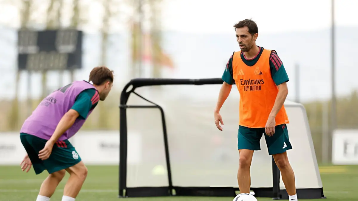 Bernardo Silva saat mengawali latihannya di Real Madrid, baru-baru tadi.(net)