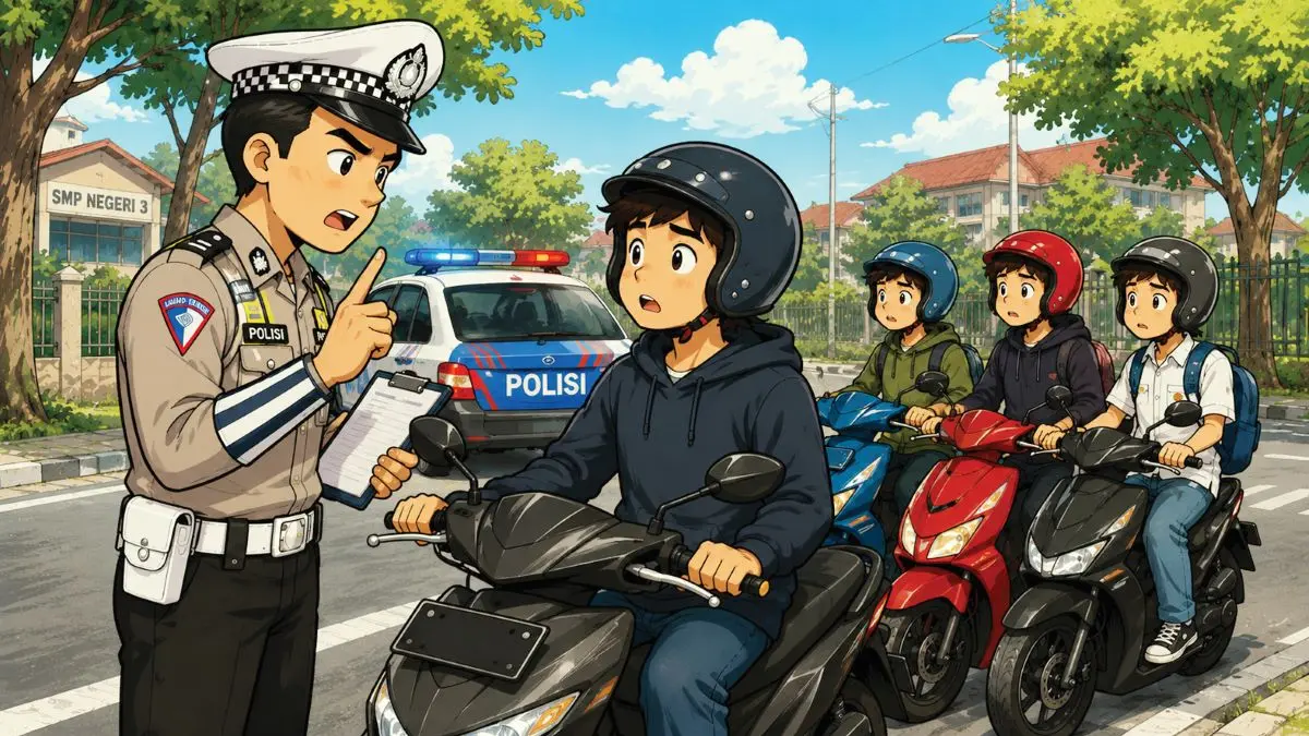 ilustrasi razia pengendara motor anak di bawah umur/AI