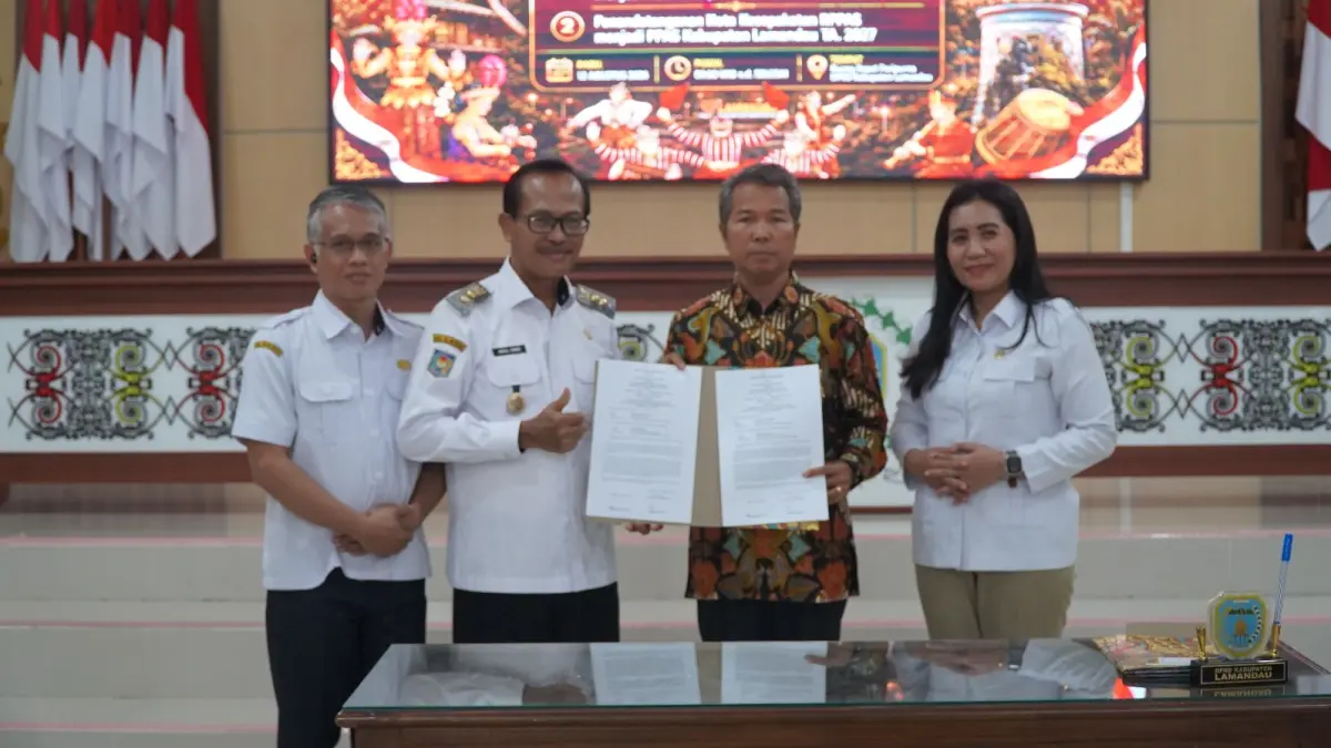 Wakil Bupati Lamandau Abdul Hamid menghadiri penandatanganan Kebijakan Umum Anggaran (KUA) dan Prioritas Plafon Anggaran Sementara (PPAS) Kabupaten Lamandau Tahun Anggaran 2027 di Ruang Rapat Paripurna DPRD Kabupaten Lamandau, Rabu (12/8).&nbsp; (RIA/RADAR SAMPIT)&nbsp;