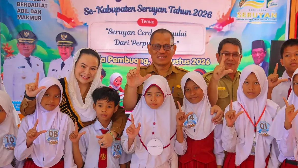 Pemerintah Kabupaten Seruyan mendorong kreativitas anak sekaligus memperkuat budaya literasi sejak usia dini melalui lomba menggambar tingkat SD/MI, Rabu (12/8). (RIFANI/RADAR SAMPIT)
