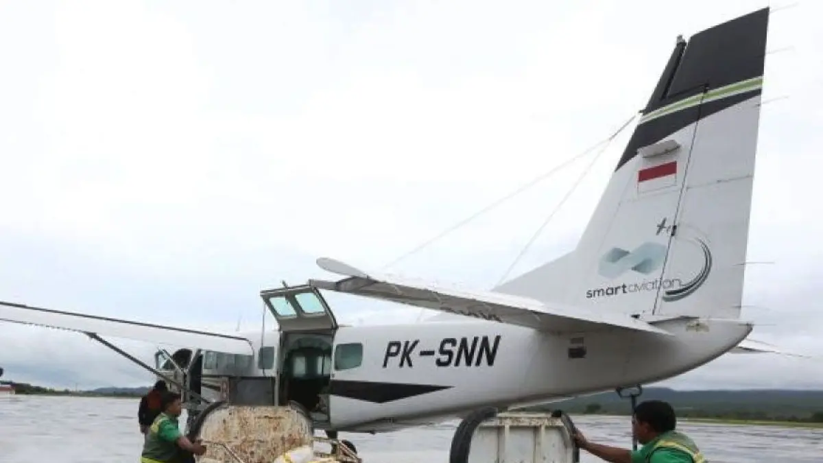 Pesawat jenis Cessna yang juga dioperasionalkan BNPB untuk menebarkan garam di udara, di sejumlah wilayah Kalteng, termasuk di Kotim.(dok.antara)