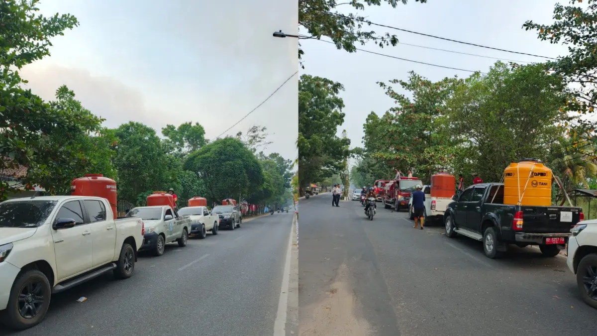 DISTRIBUSI: Pendistribusian air oleh OPD untuk bantu penanganan &nbsp;karhutla, Jumat (21/8/2026). (Diskominfo/Radar Sampit)