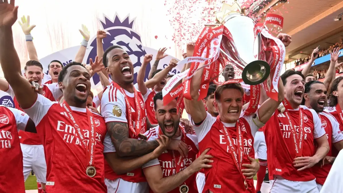 Pemain Arsenal saat menjuarai Liga Inggris musim 2025/2026, akan memulai laga pembuka untuk musim 2026/2027.(net)