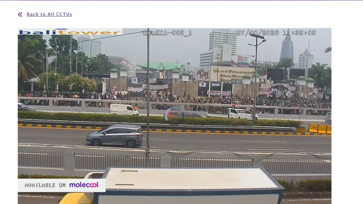 Pantauan dari CCTV tepat di seberang gedung DPR RI. (https://molecool.id/live-cctv)
