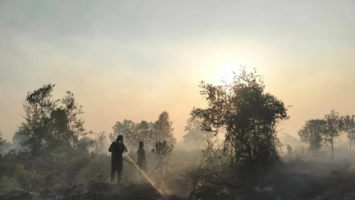 Upaya Penanganan Karhutla di wilayah Kecamatan Baamang, sekitar Jalan Bukit Raya, Kamis (27/8). (Tono/radarsampit)