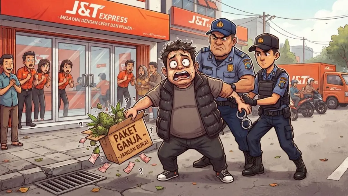 ilustrasi penangkapan pemilik Ganja/Mode AI