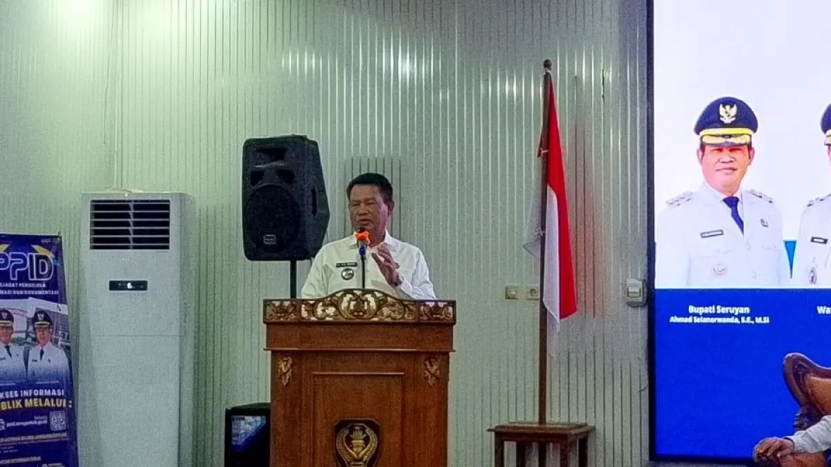 KINERJA: Bupati Seruyan Ahmad Selanorwanda saat menyampaikan pidato dalam evaluasi penyelenggaraan pemerintahan daerah. Rabu (2/9/2026). FOTO: RIFANI/RADAR SAMPIT