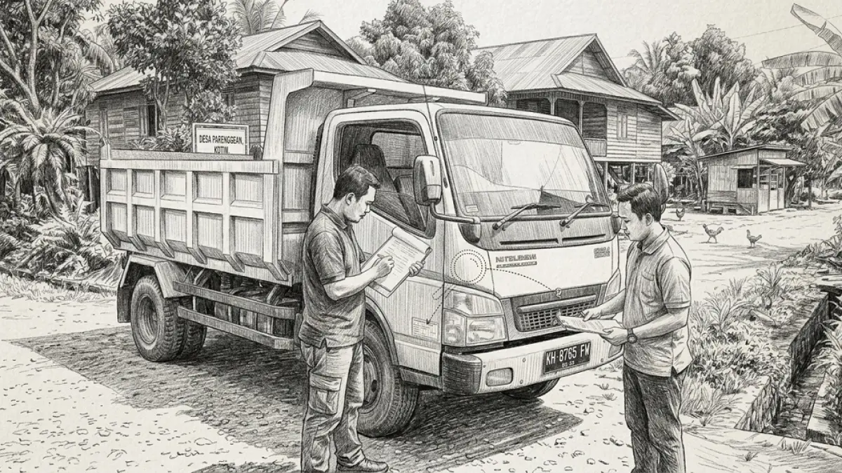 Ilustrasi dugaan tindak pidana penggelapan berupa satu unit truck dump. 