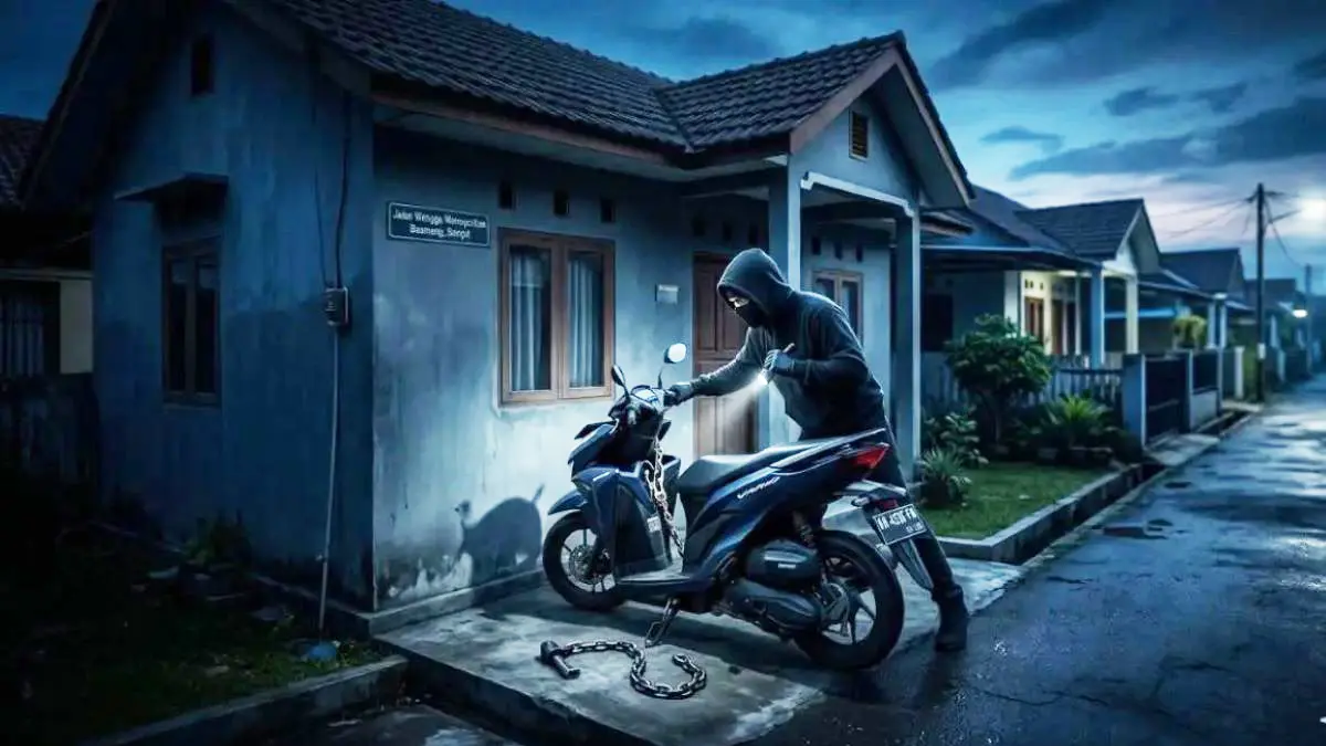 ilustrasi pencuri sepeda motor