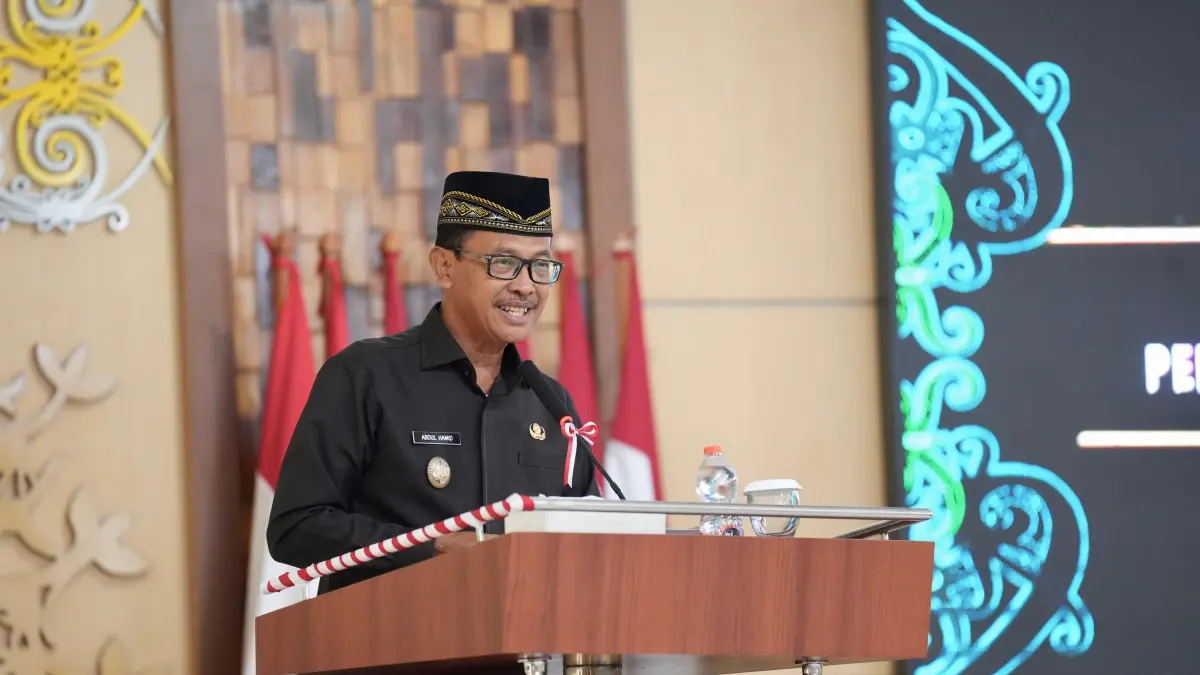 Wakil Bupati Lamandau Abdul Hamid dalam Rapat Paripurna I Masa Sidang III Tahun Sidang 2025/2026 DPRD Kabupaten Lamandau, Senin (7/9). (Ria/Radar Sampit) 