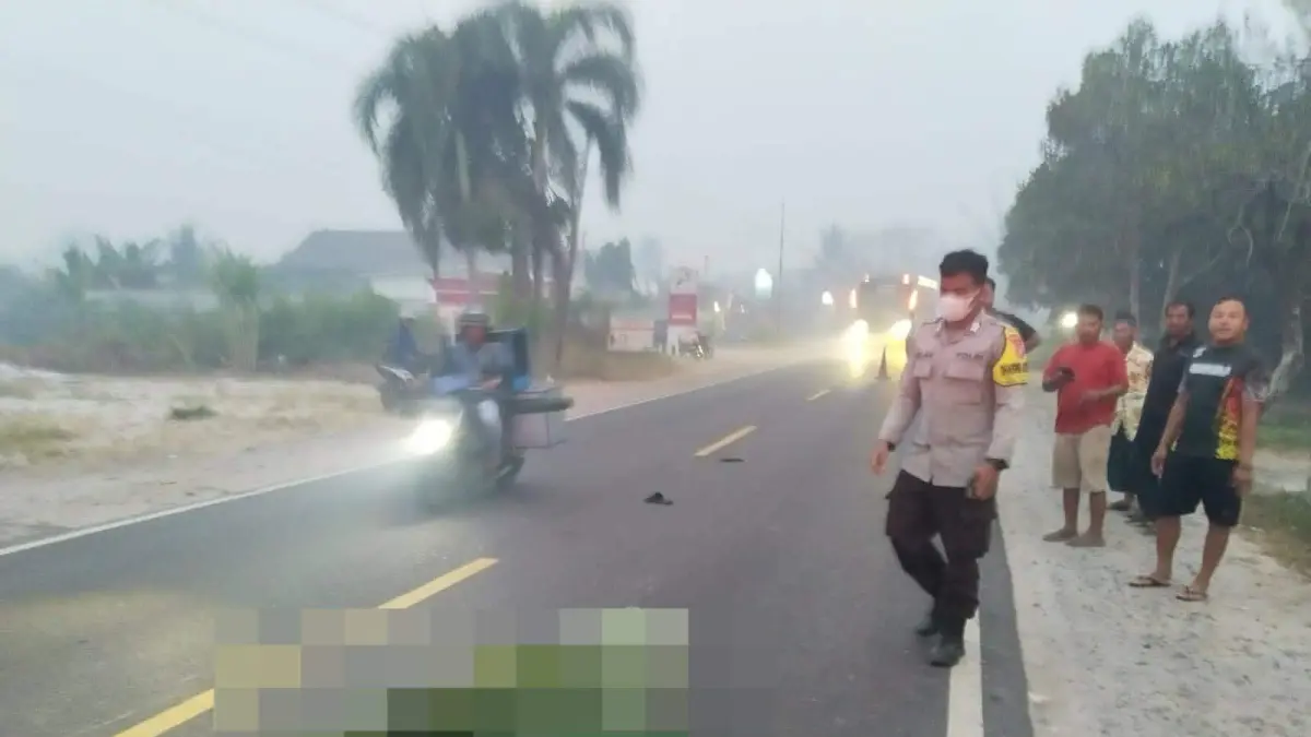 Lokasi kecelakaan maut terjadi di Km 17, Kelurahan Kalampangan, Kecamatan Sabangau, Selasa (8/9/2026)antara sepeda motor dengan kendaraan jenis R18.(istimewa)