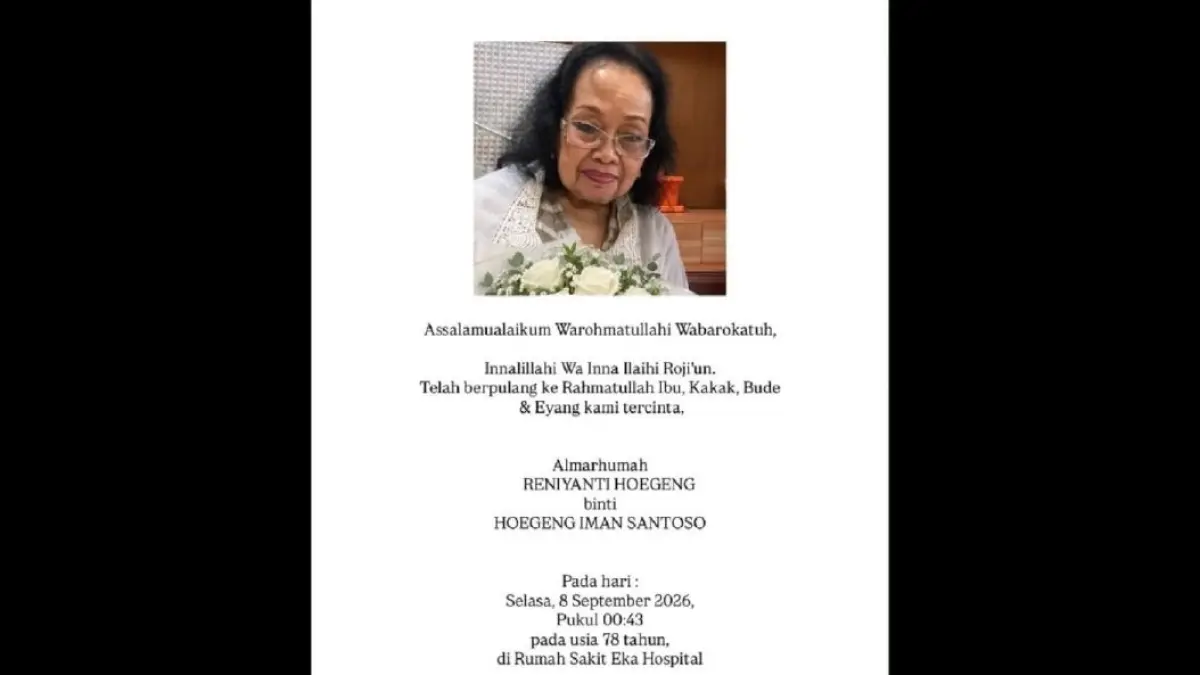 Putri sulung mantan Kapolri Jenderal Hoegeng Iman Santoso, Reni Soerjanti (Reniyanti) Hoegeng dikabarkan meninggal dunia, Selasa (8/9/2026) (Antara)