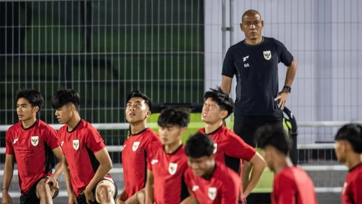 Timnas Indonesia U-20 saat berlatih di bawah asuhan Nova Arianto.(net)