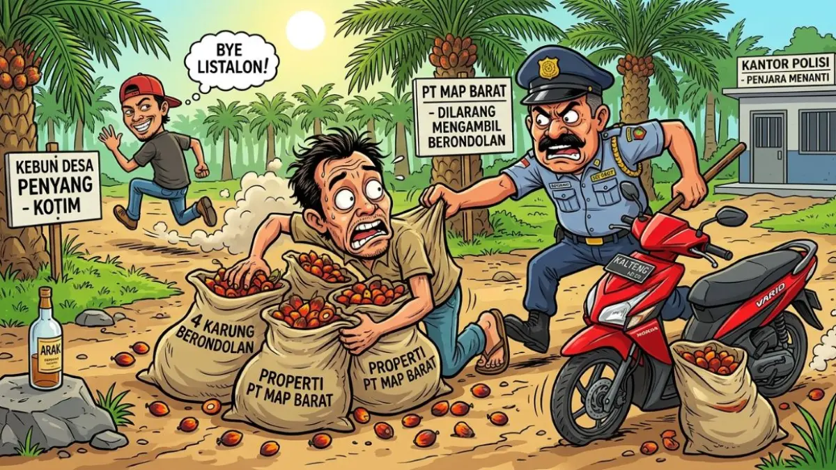 ilustrasi maling buah sawit