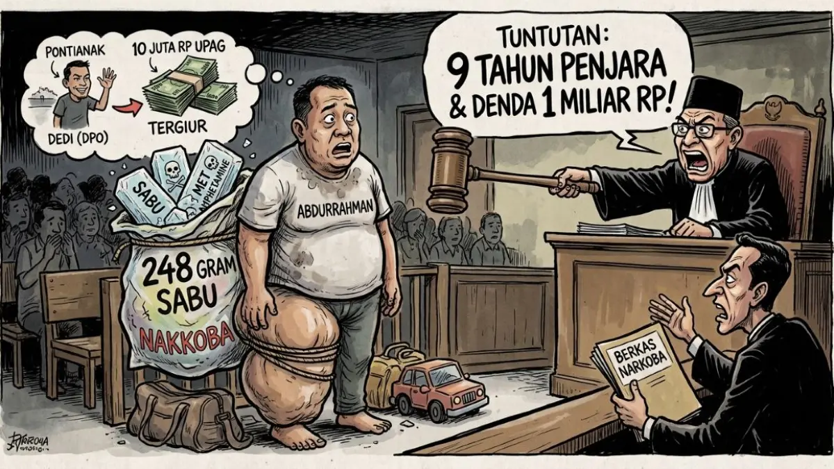 ilustrasi persidangan kasus narkoba/mode AI