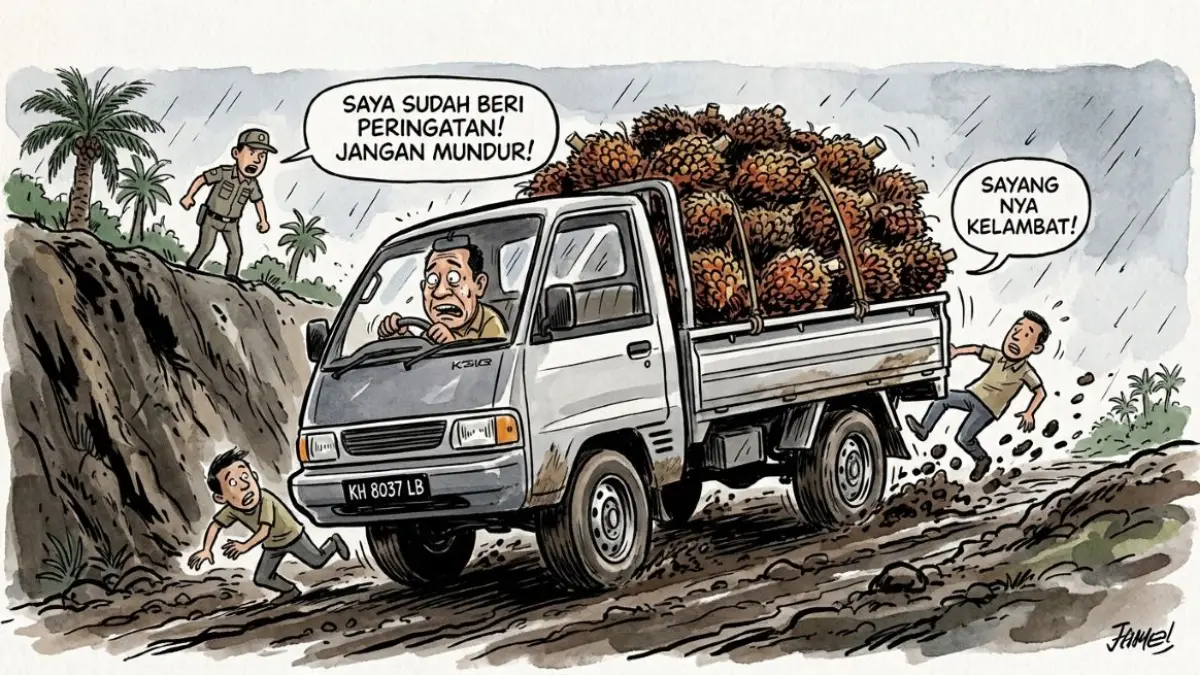 ilustrasi pikap sawit kecelakaan/mode AI