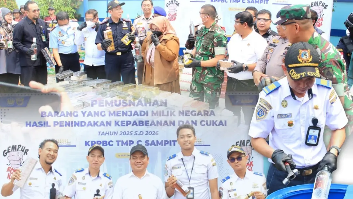 SINERGI: KSOP Kelas III Sampit Sampit turut menghadiri pemusnahan BMMN hasil penindakan Bea Cukai Sampit, Selasa (15/9/2026).