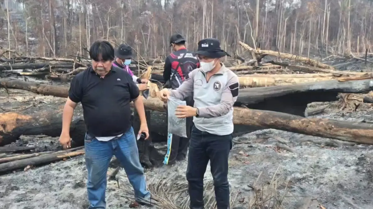 Tim Polda Kalteng saat penyelidikan di lokasi kebakaran perusahaan di lamandau (istimewa)