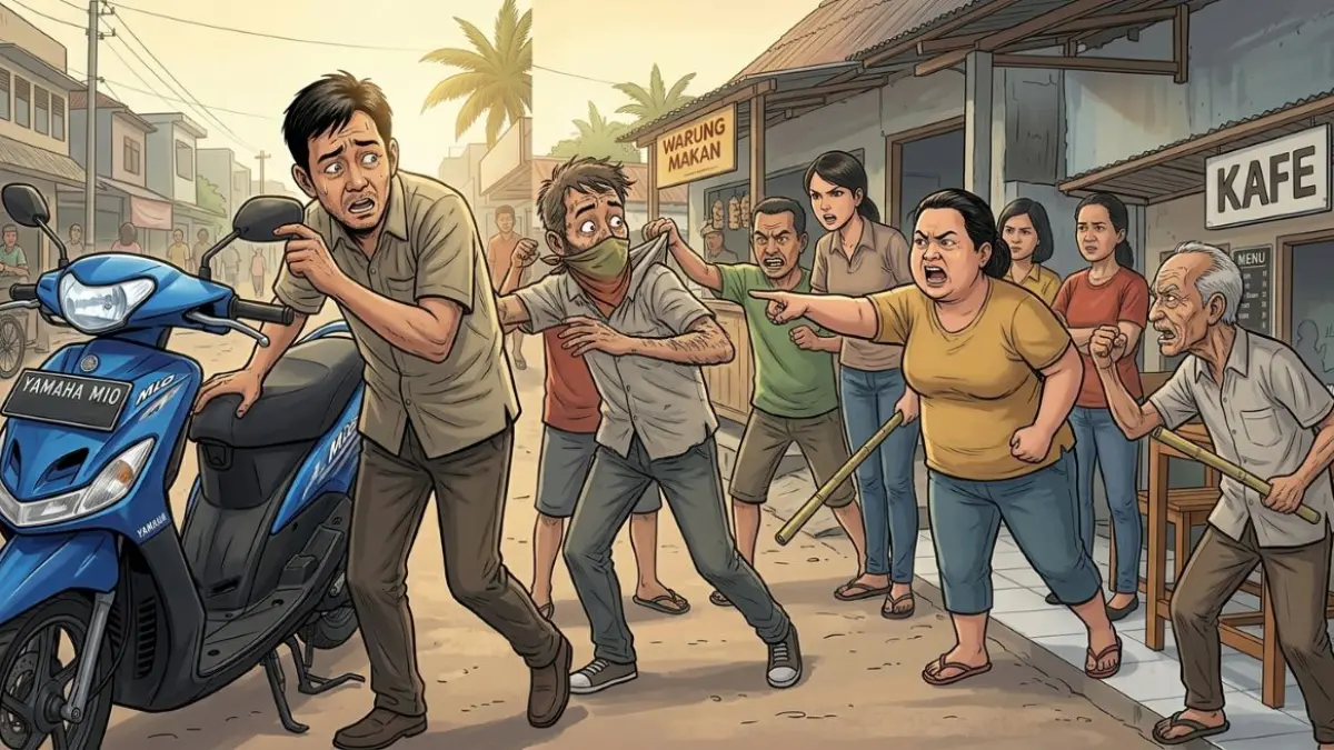 ILUSTRASI: Maling Motor Kepergok Warga