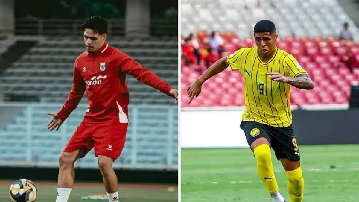 Pemain timnas Indonesia Ragnar Oeratmangoen dan striket timnas Malaysia, Bergson da Silva. (net)