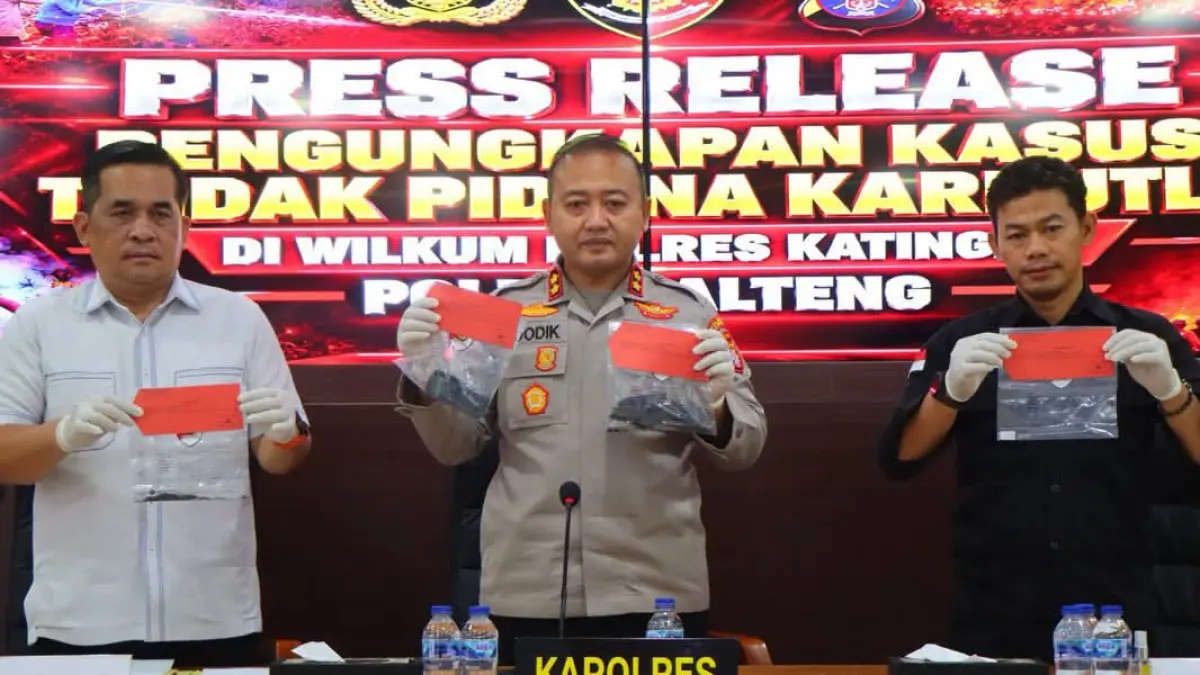 Press Rilis penetapan tersangka karhutla di Kabupaten Katingan, Kalimantan Tengah, Senin (28/9/2026) (humas/radar sampit)