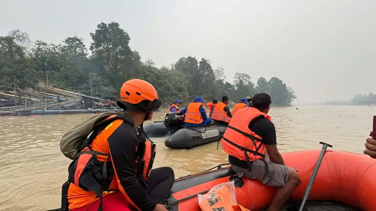 Pencarian Epek Adi Purnomo alias Bakir, 50, yang tenggelam di Sungai Kasongan, Desa Talian Kereng, Kabupaten Katingan.(istimewa/SAR)
