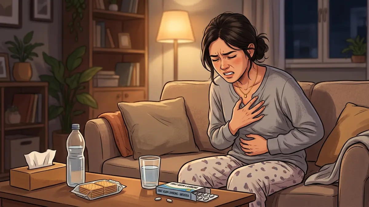 Ilustrasi penderita asam lambung (AI)