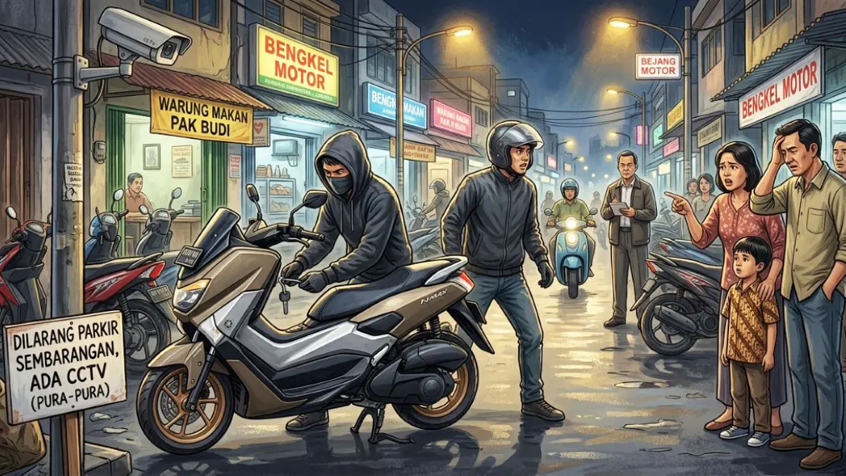 Ilustrasi maling motor