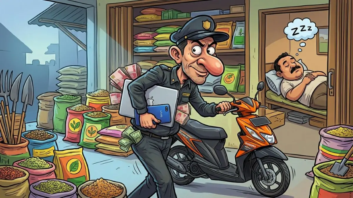 ilustrasi penjaga toko mencuri
