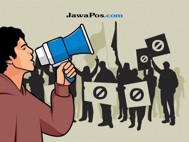 Ilustrasi demo. (jawapos.com)