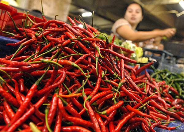 ILUSTRASI: Pedagang sedang menimbang cabai di lapaknya. (DOKUMEN/JAWA POS)
