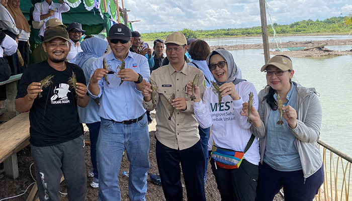 PRODUKTIVITAS: Hasil panen udang windu dari salah satu petambak udang di Kampung Pegat Batumbuk, berhasil meningkat hingga 300 persen.